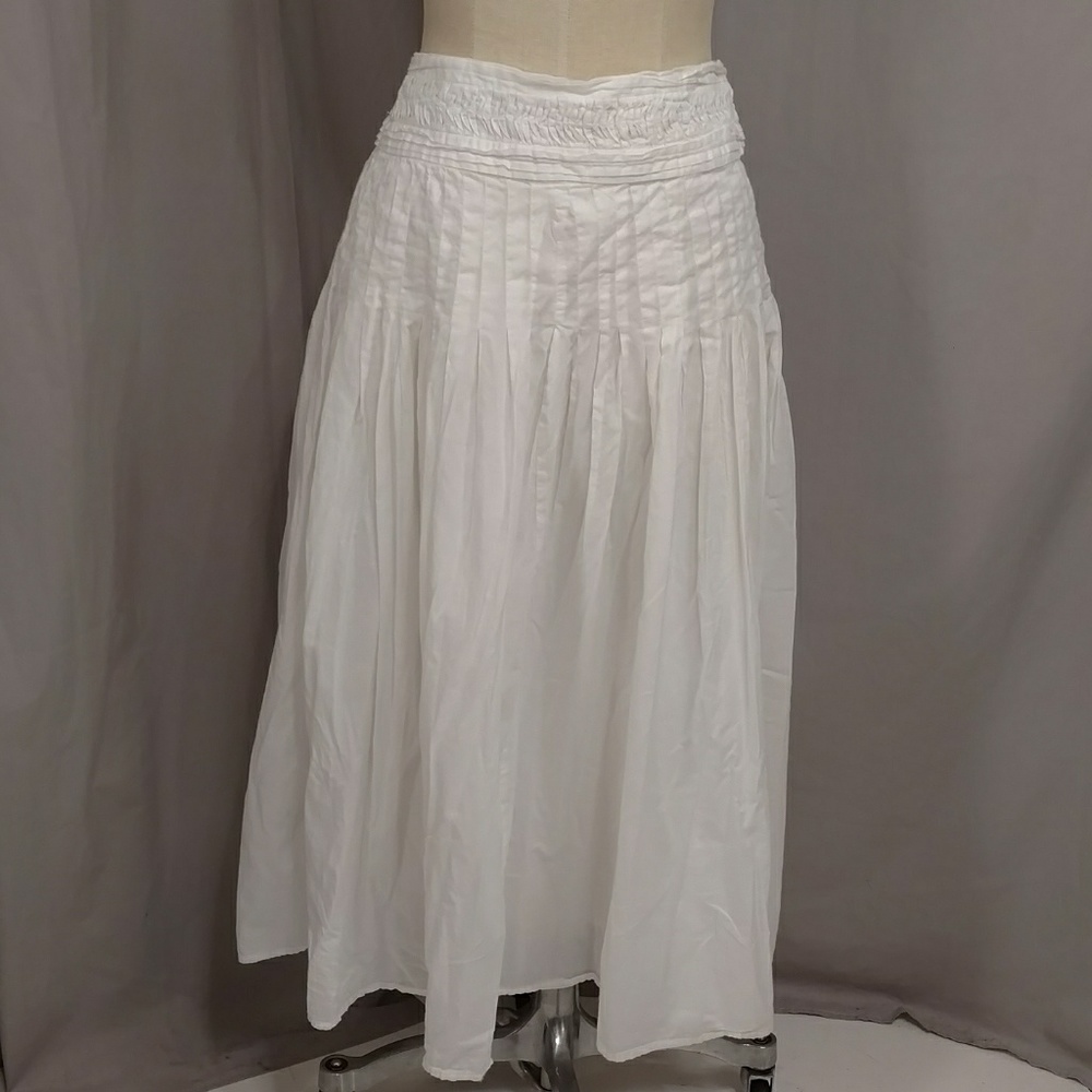 White Cotton' Skirt Light sz 14 see Measurements Lined, Full, Long Midi